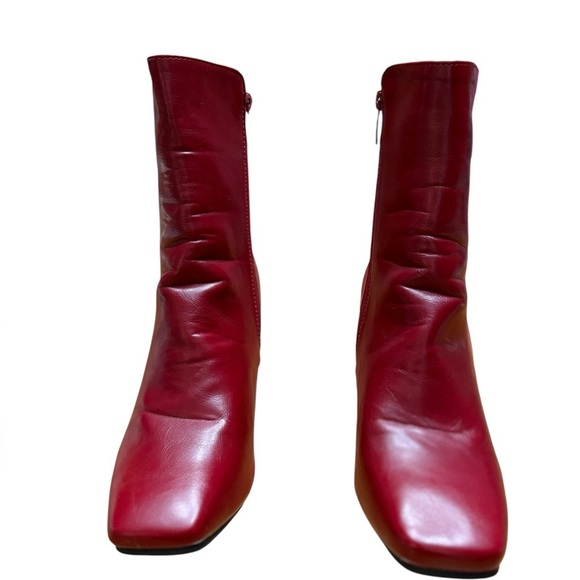NWOT, Jingpin, Red Ankle Boots – Size 38 – Square Toe, Block Heel - Picture 3 of 9